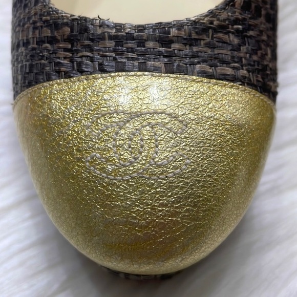 ⚜️New CHANEL Beautiful Tweed Cap Toe Platform Shoes Pumps 39.5 Authenticated - Picture 5 of 16
